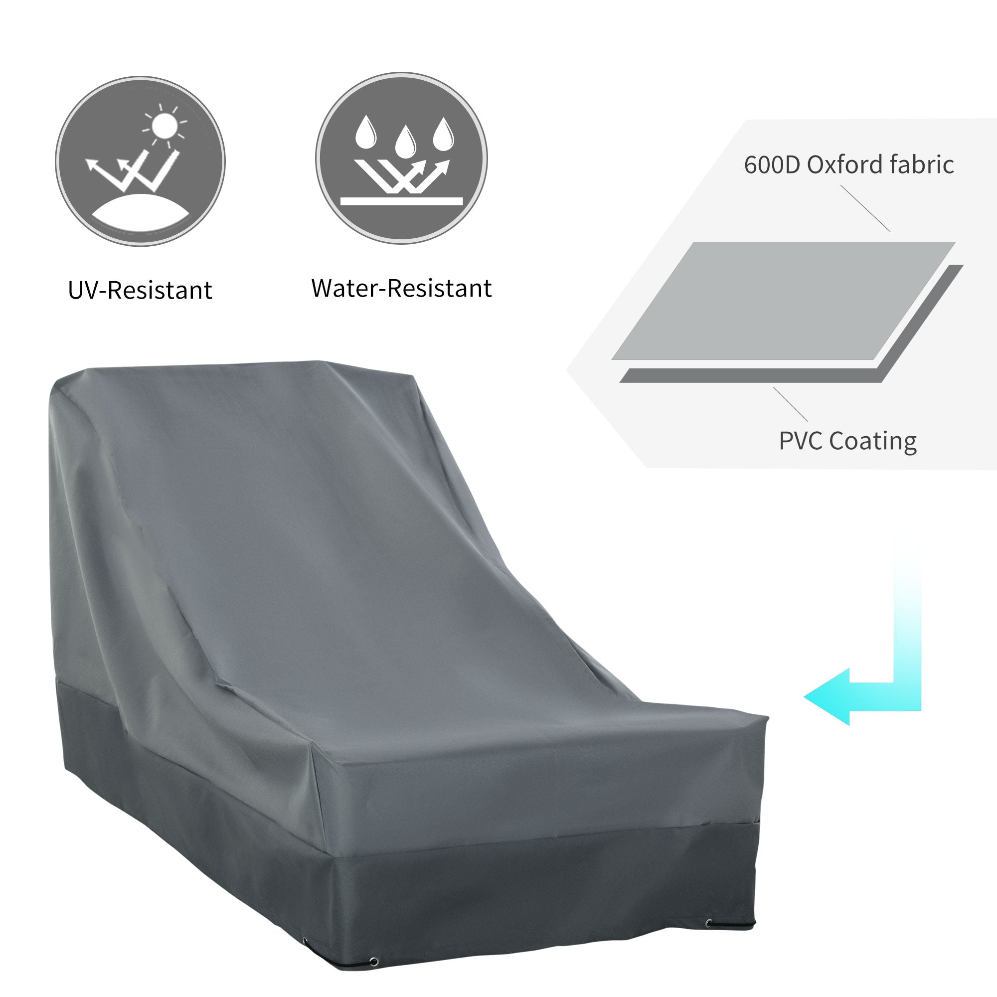 Outsunny 200 x 86cm Outdoor Garden Furniture Cover for Table, Chair and Sofa Set, Water and UV Resistant