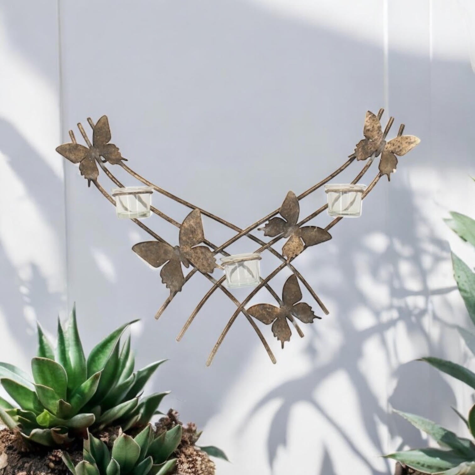 55cm Metal Butterfly Candle Holder