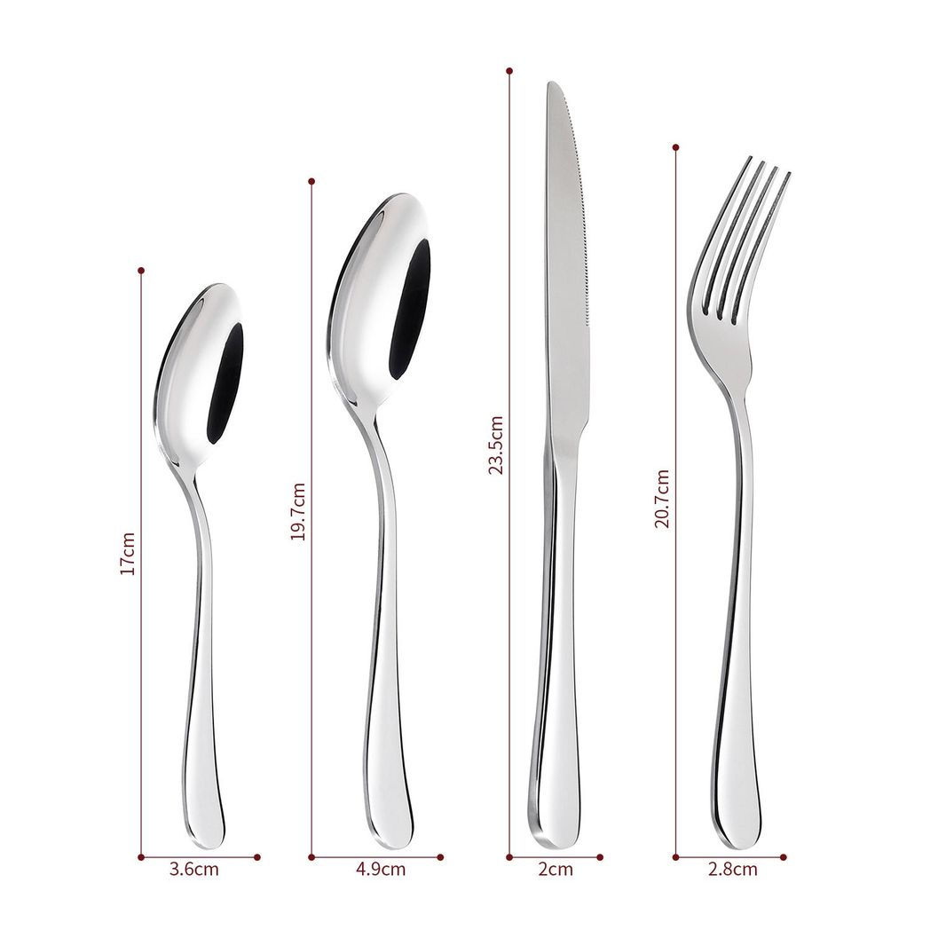 Vinsani 24-Piece Stainless Steel Cutlery Set for 6 with Gift Box, Polished Mirror Finish