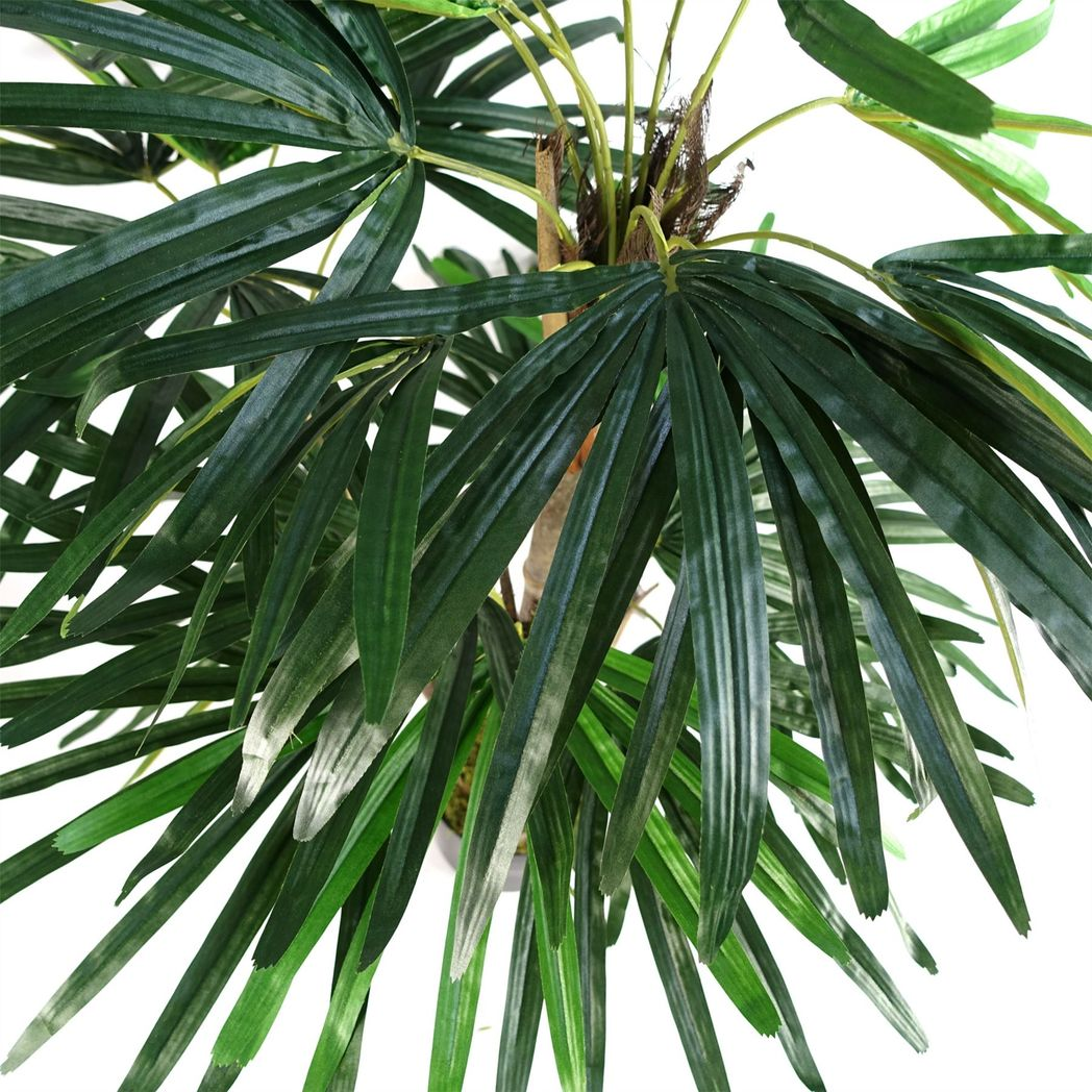Leaf 100cm Artificial Raphis Palm Tree in Black Plastic Pot