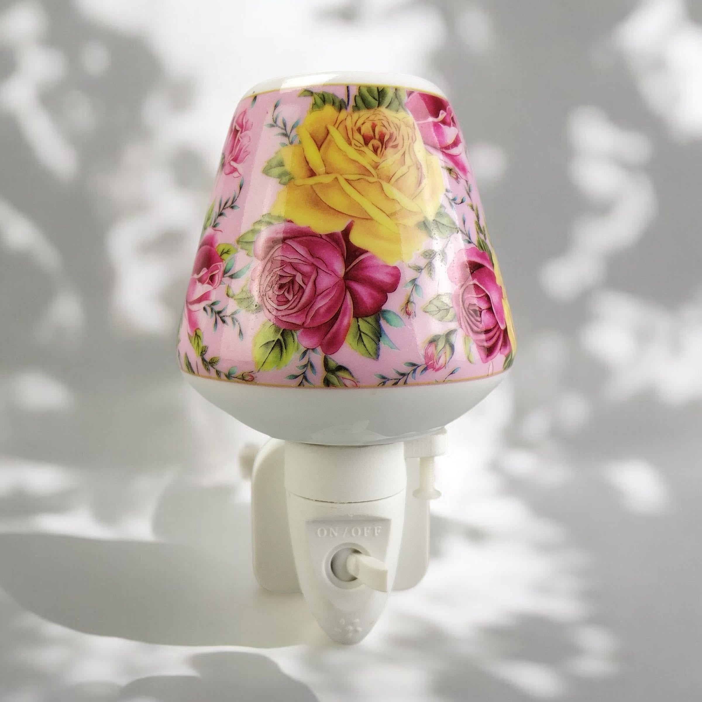 8 Inch Floral LED Nightlight, Yellow and Pink Rose, Multi-Color Decorative Home Light