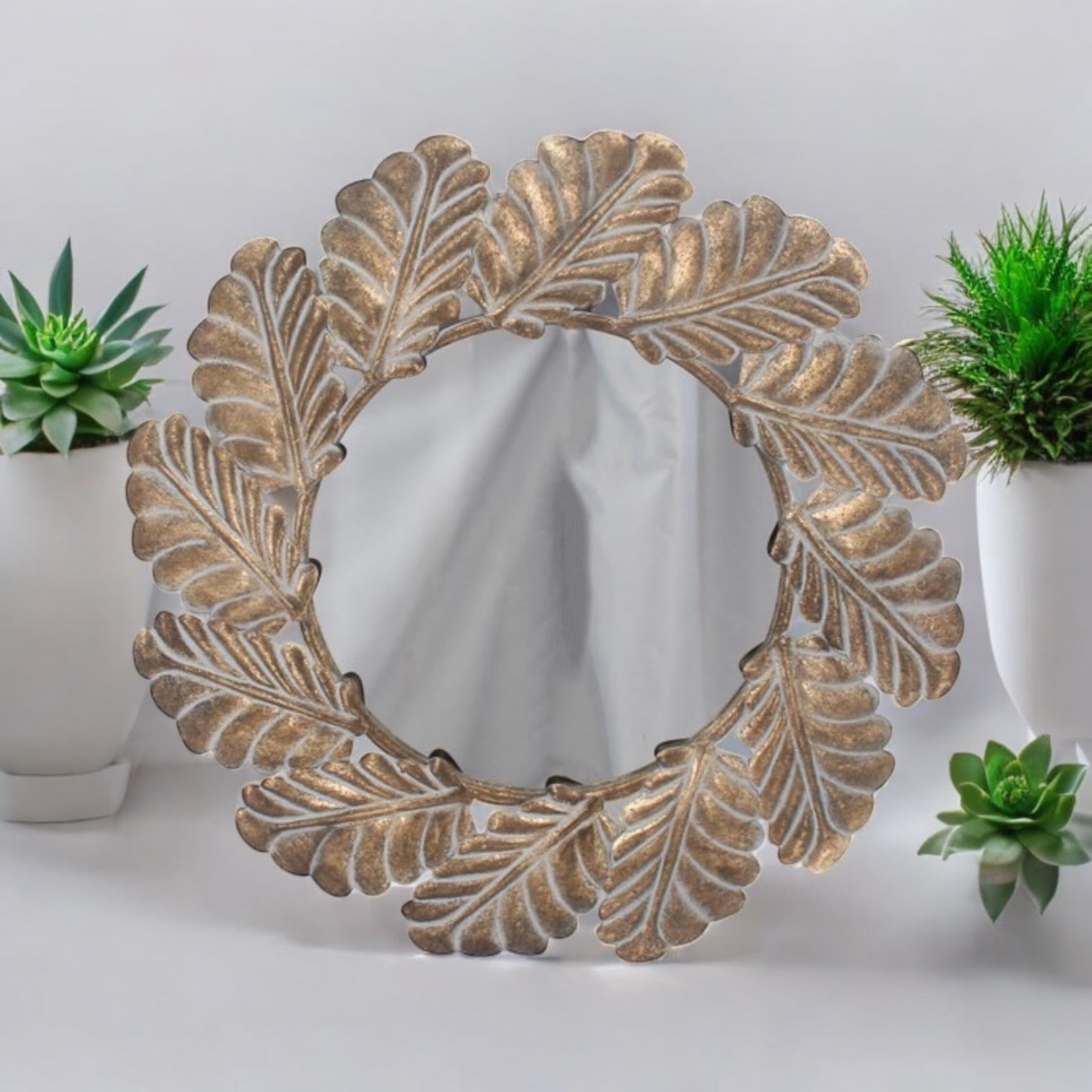 MSL 68cm Round Hand-Finished Metal Framed Mirror