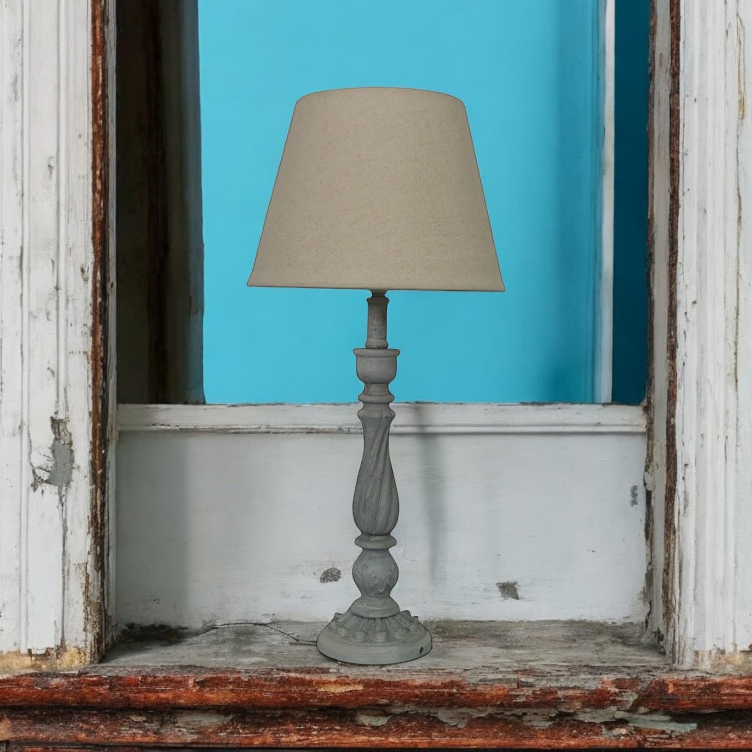 MSL 54cm Traditional Table Lamp with Linen Shade, In-Line Rocker Switch, Double Insulated