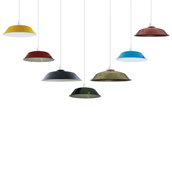 Burgundy Retro Vintage Lampshade Easy Fit E27 Base Industrial Pendant Metal 36cm Lamp Light