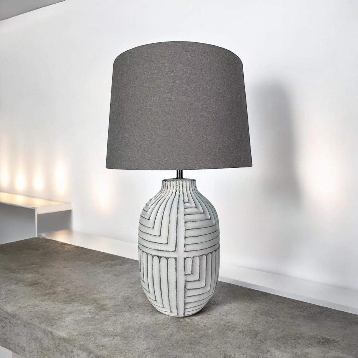 MSL 38cm Traditional Ceramic Table Lamp Base and Shade with Inline Rocker Switch, Double Insulated