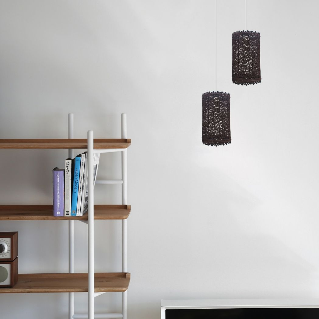 Retro Vintage 1cm Hole Barrel Cage Design Lampshade Easy Fit E27 Base Rattan Style Lamp Light Shades