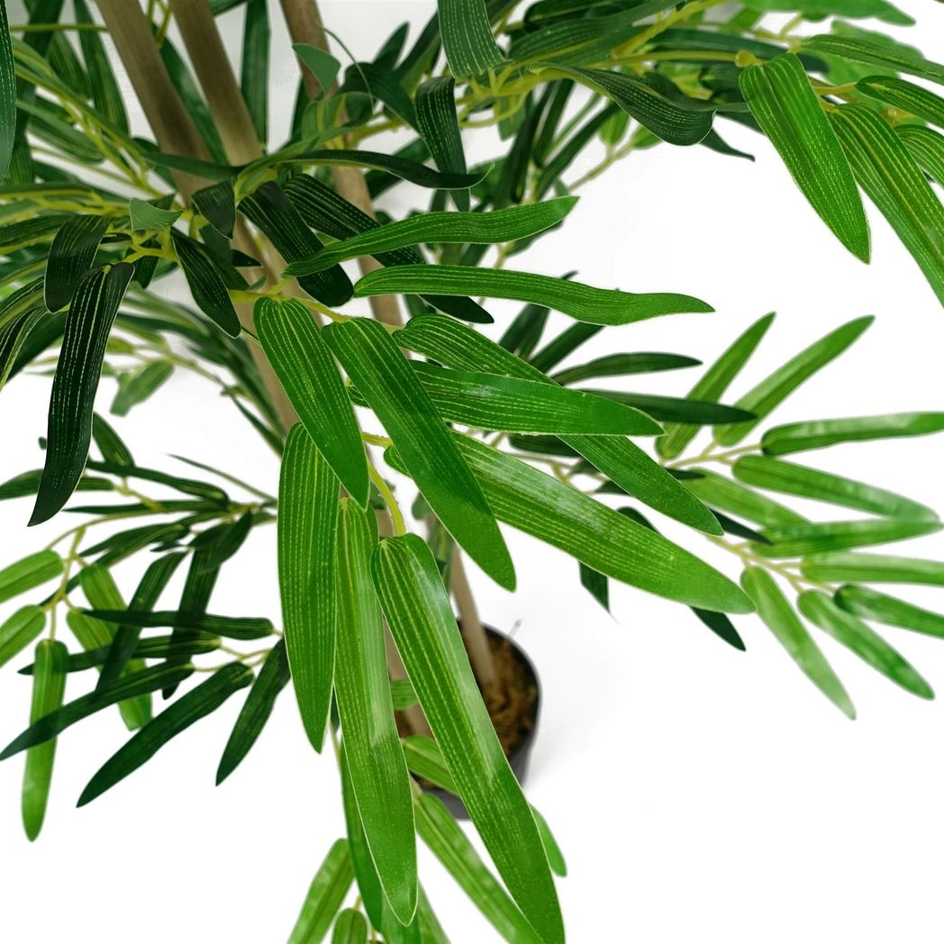 Leaf 120cm Artificial Bamboo Tree with Natural Bamboo Canes in Black Pot