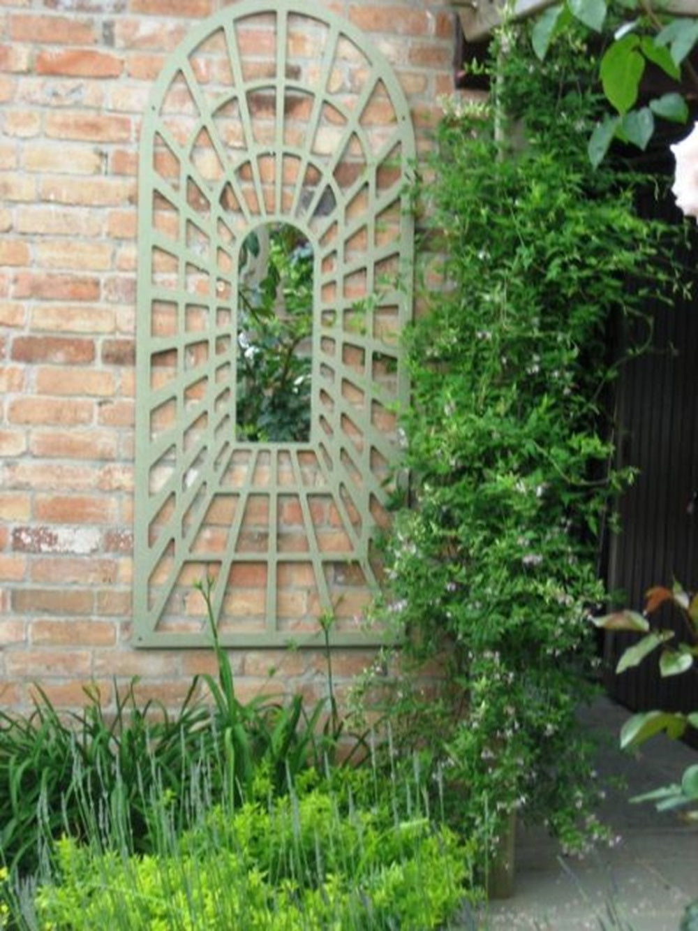 120cm Metal Window Wall Mirror, Indoor/Outdoor Decorative Garden Mirror with Hanging Hook