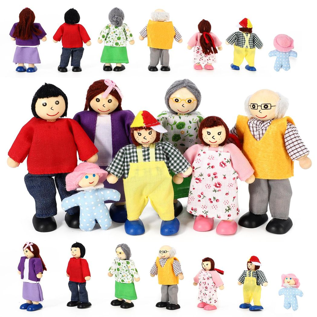 SOKA Happy Family 7-Piece Dollhouse Family Figure Set