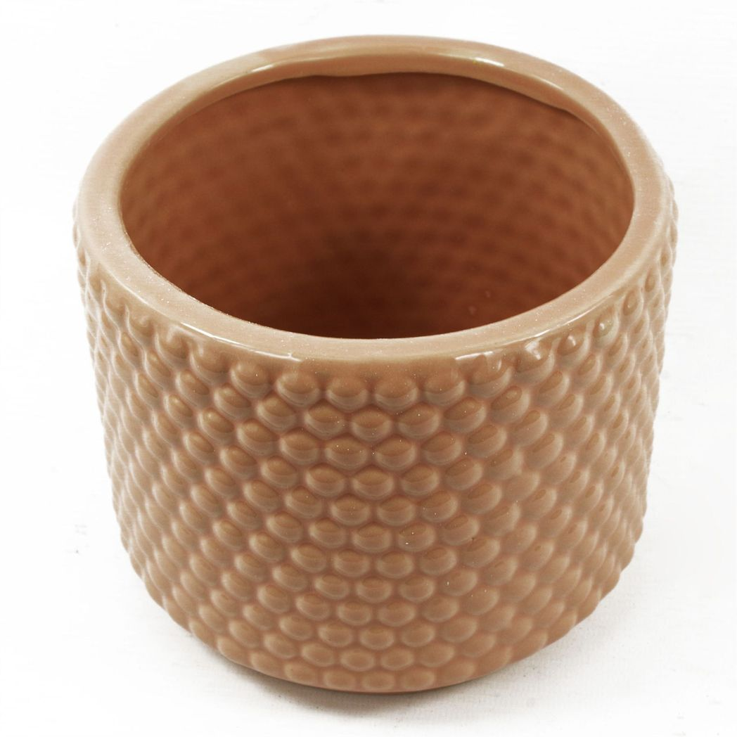 Leaf Pink Raised Dots Ceramic Plant Pot 15 x 15 x 12.5cm