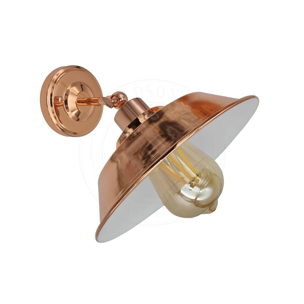 Vintage Retro Rose Gold Metal Wall Light, E27, Hardwired Indoor