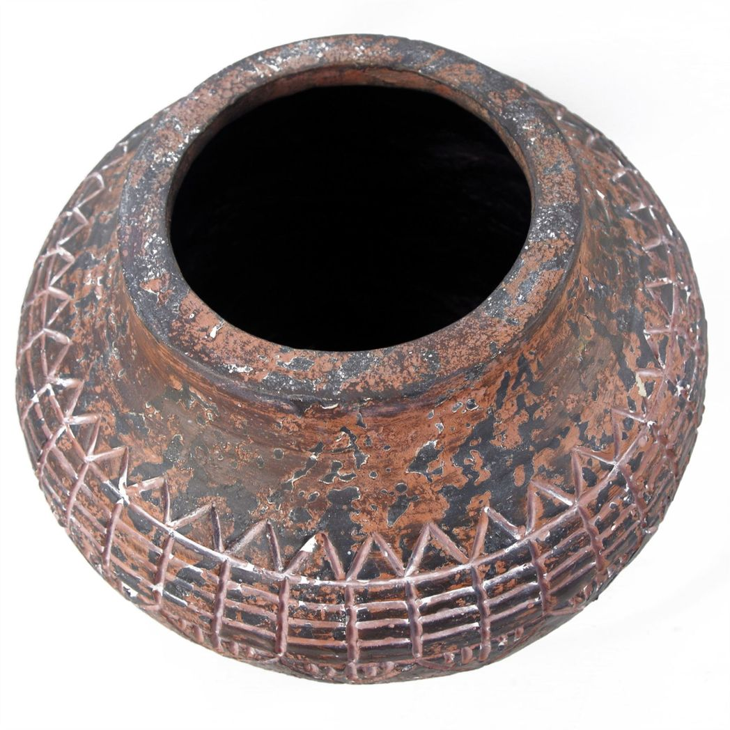 Leaf Large Aztec Vase Planter 23 x 30cm Fibreglass Composite Rustic Finish