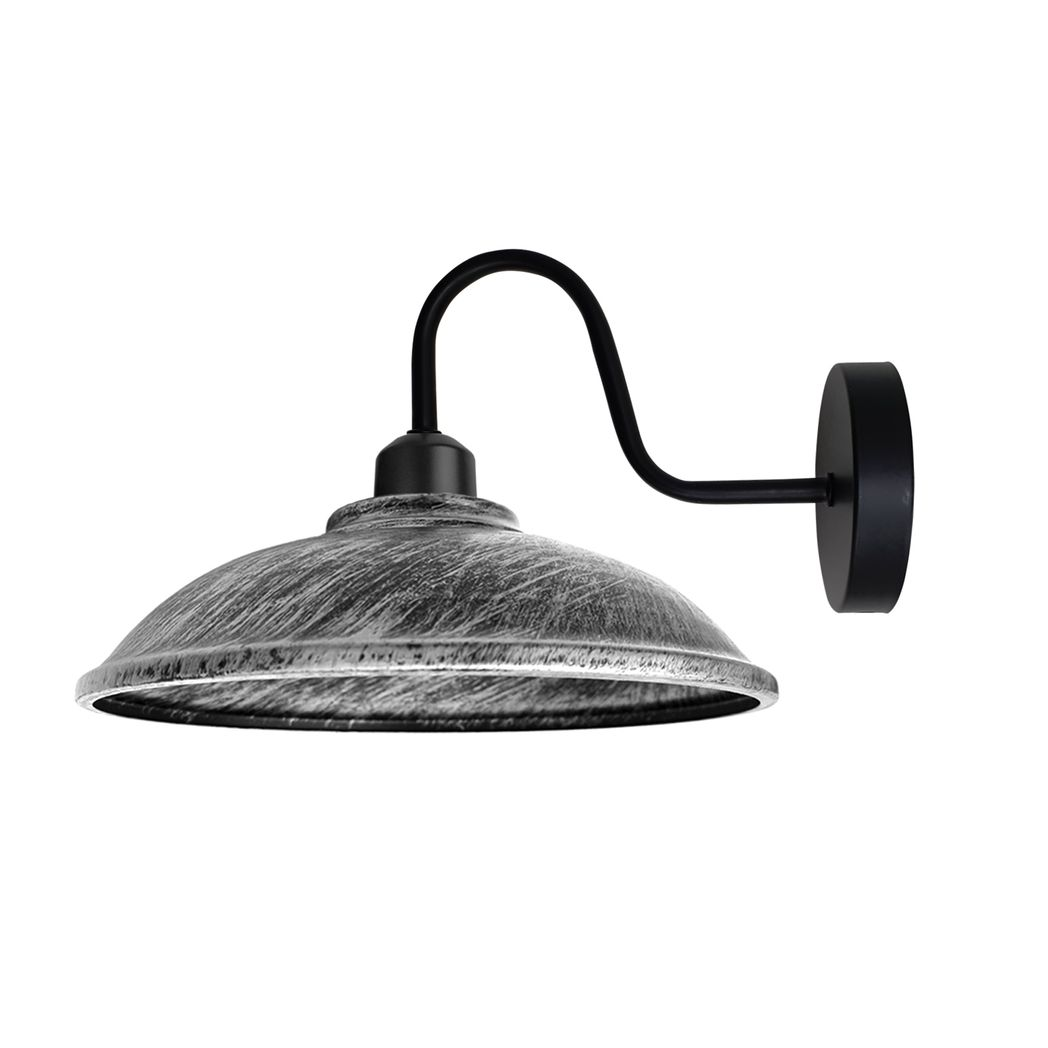 Brushed Silver Vintage Wall Sconce, E27 Hemisphere Shade, Dimmable
