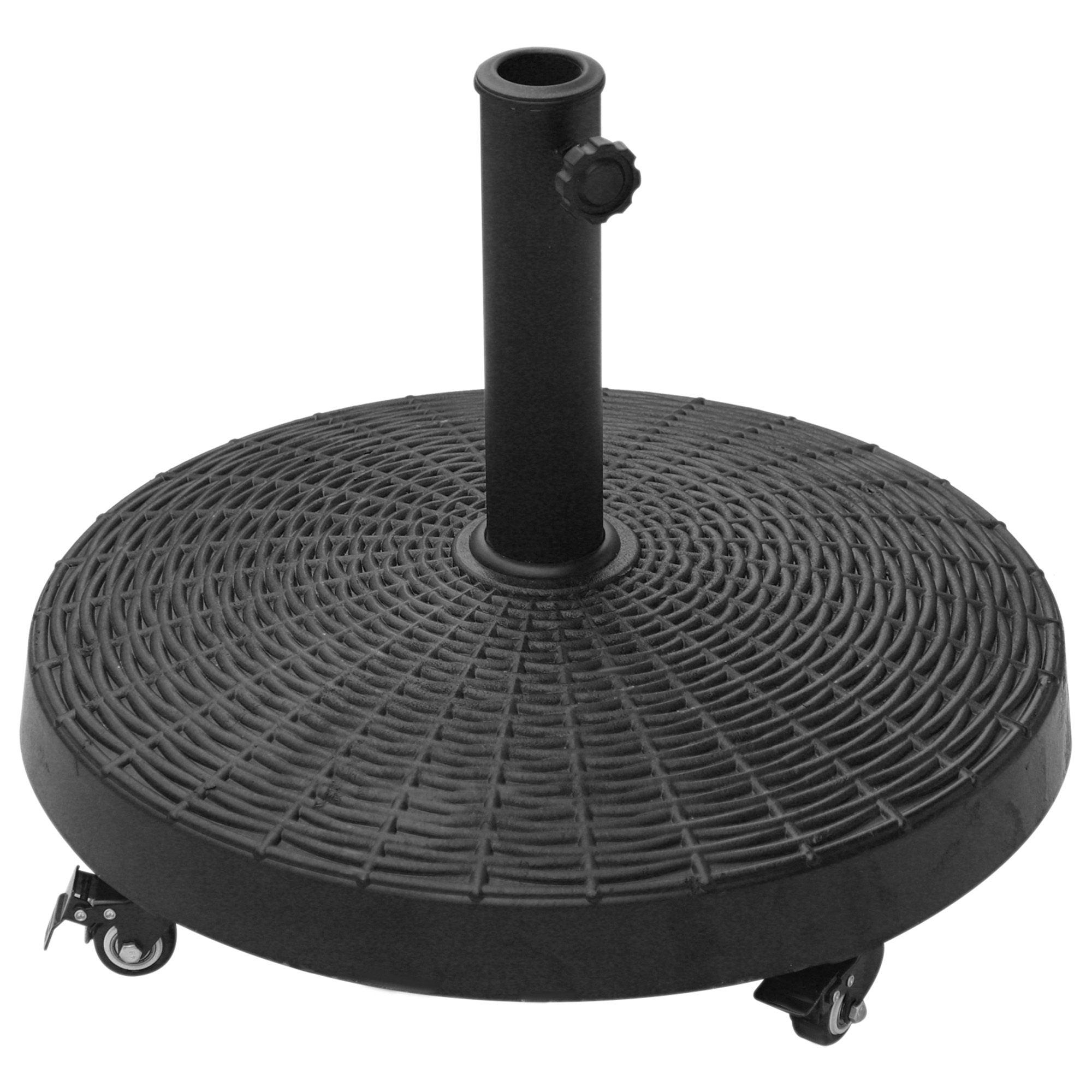 Outsunny Resin Patio Umbrella Base with Wheels, Black, Fits 38mm and 48mm Poles