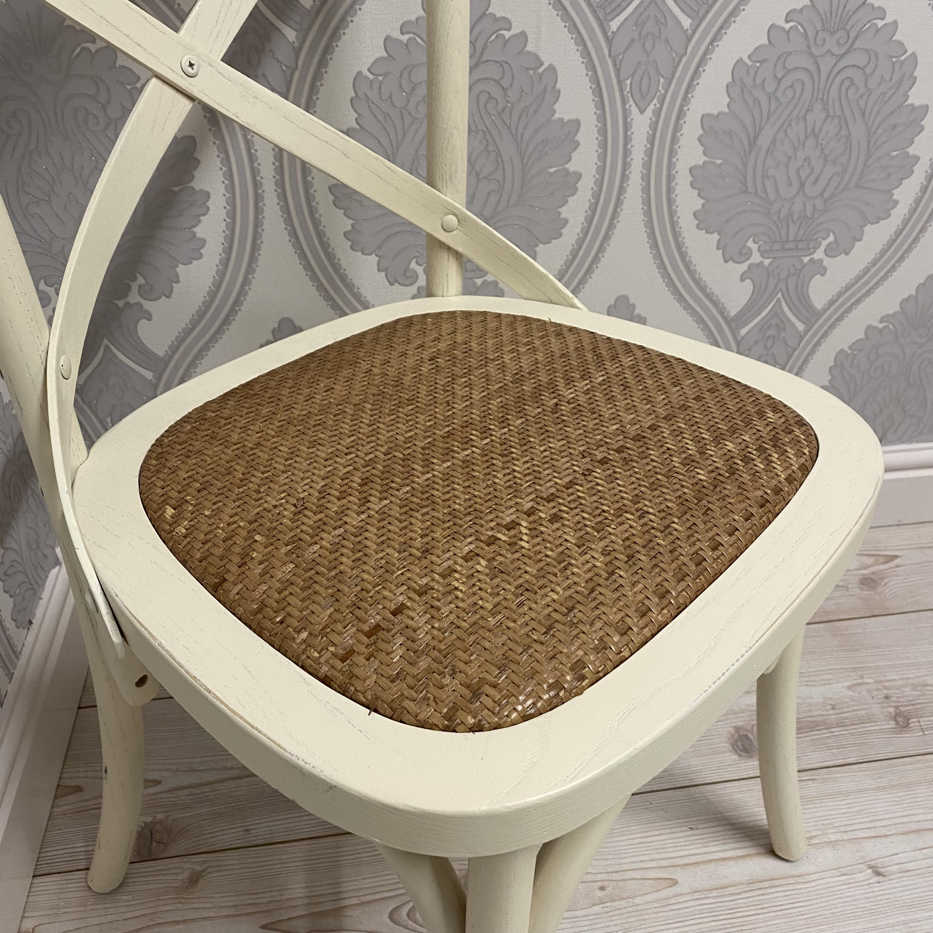 Natural French Cross Back Chair, Stackable, Elm Wood, L46 x W49 x H88 cm