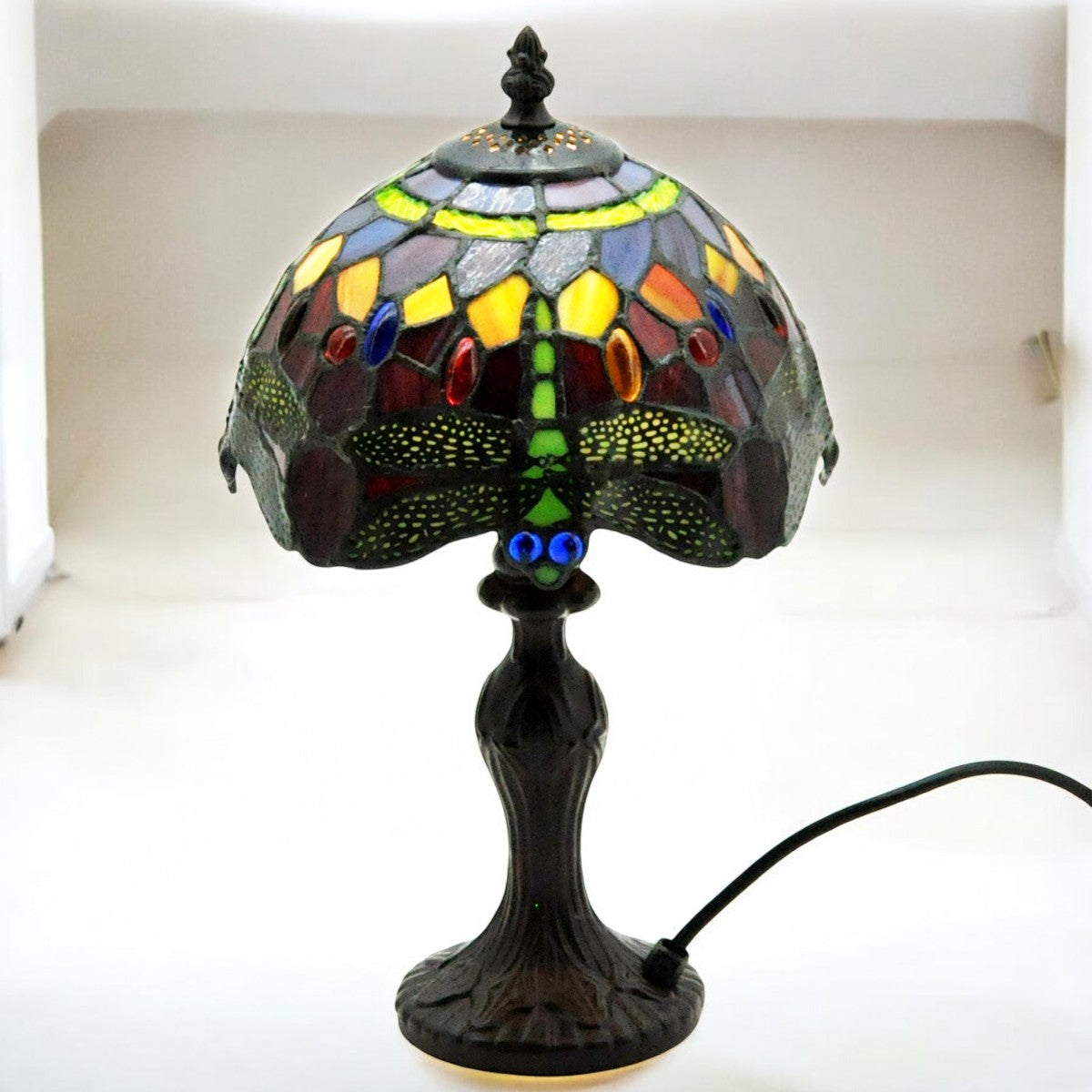 MSL 8" Red Dragonfly Tiffany Lamp