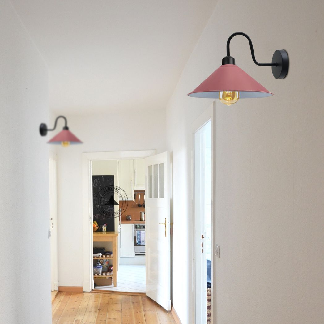 Vintage E27 Wall Sconce, Cone Shade, Dimmable Indoor Lamp