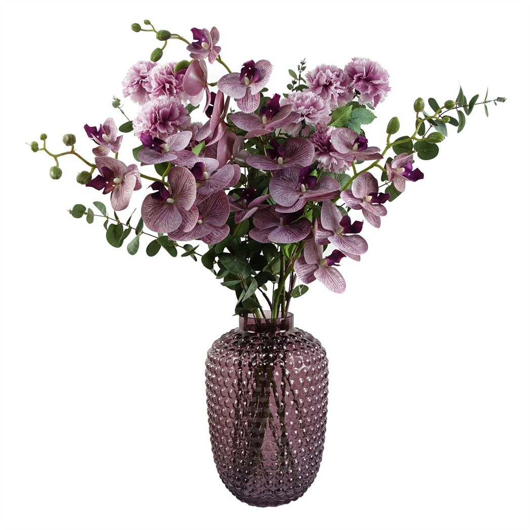 Leaf Pack of 6 Pink Artificial Carnation Stems, 70cm, 24 Silk Flowers