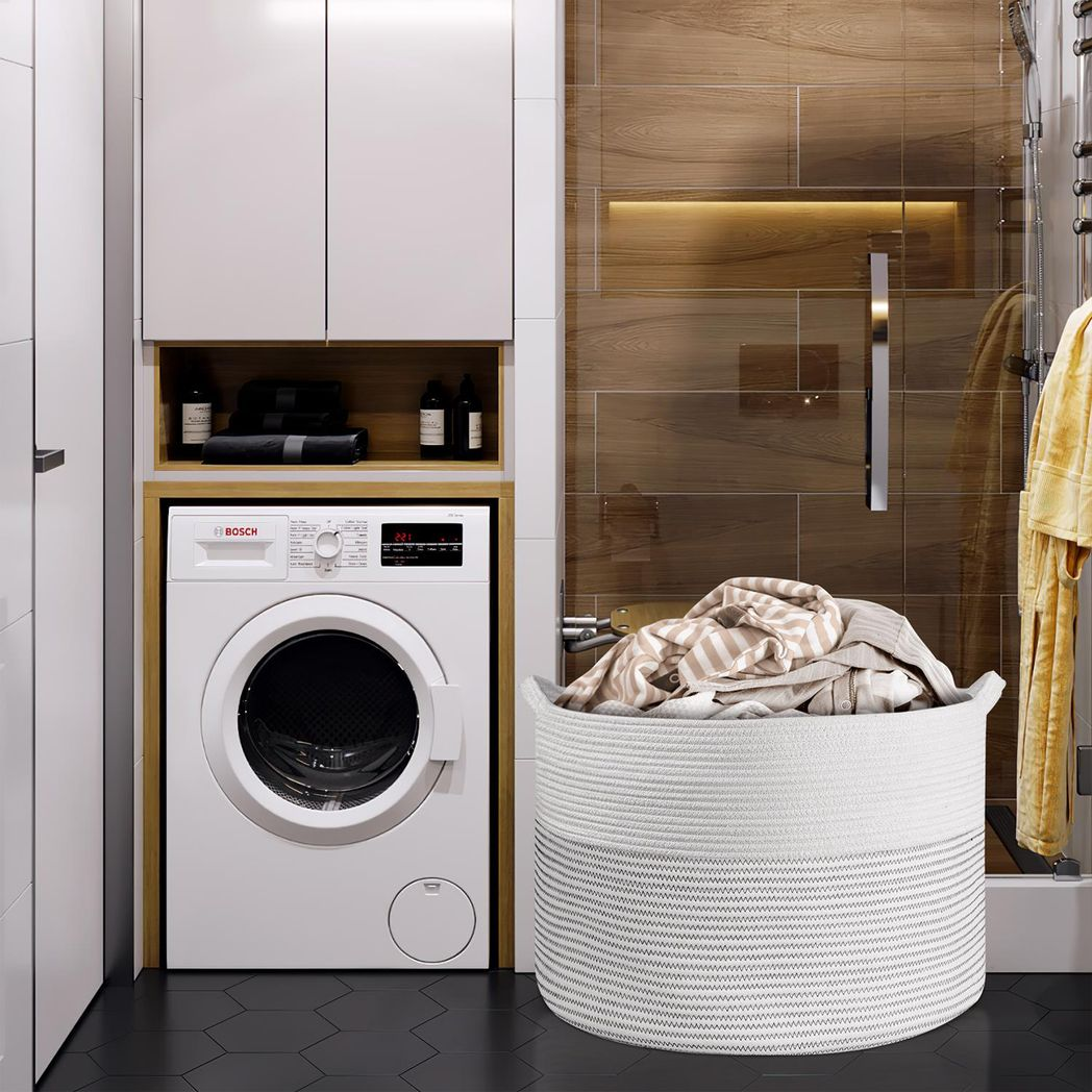 Vinsani Hand-Woven Cotton Rope Laundry Basket Hamper