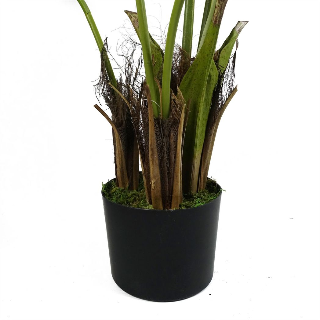 Leaf 130cm Kentia Palm Artificial Tree with Silk Leaves, Wired Branches and Weighted Black Pot