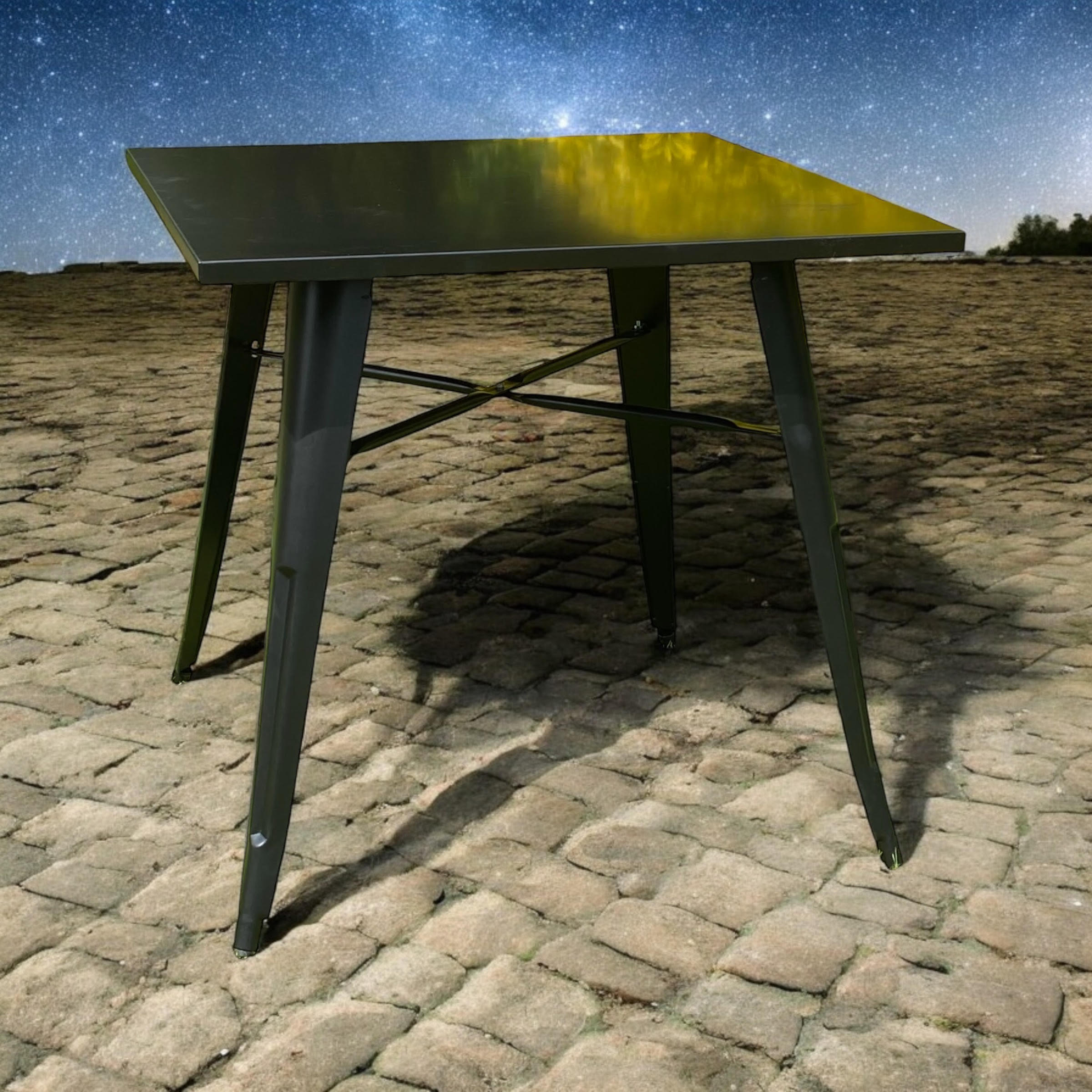 MSL Black Powder-Coated Metal Outdoor Bar Table 80 x 80 x 76 cm