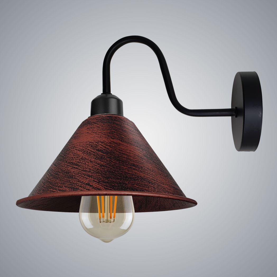 Vintage Black Swan Neck Wall Sconce, E27 Base, Indoor Fixture
