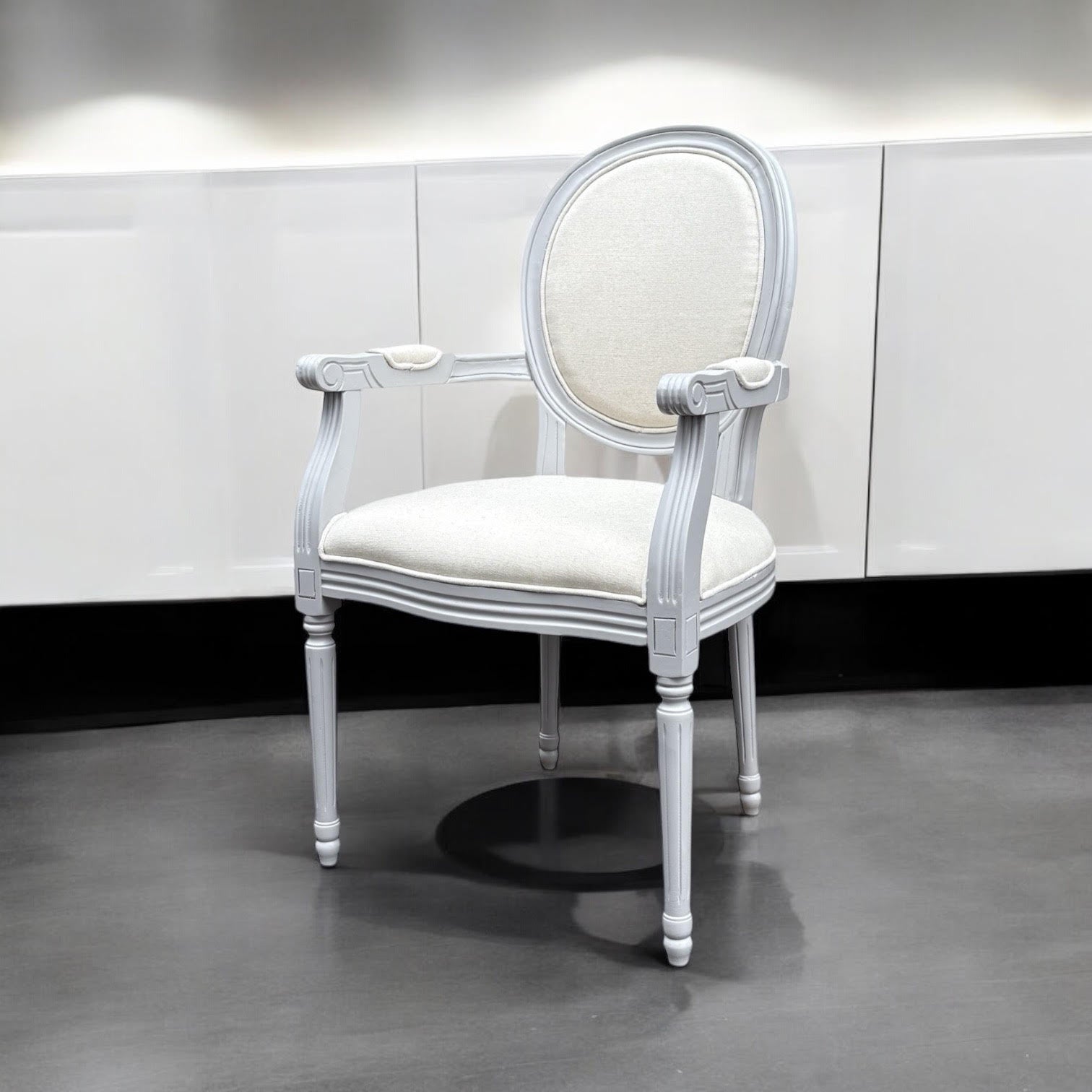 MSL 94cm Linen Fabric Louis Dining Chair with Stud Detail