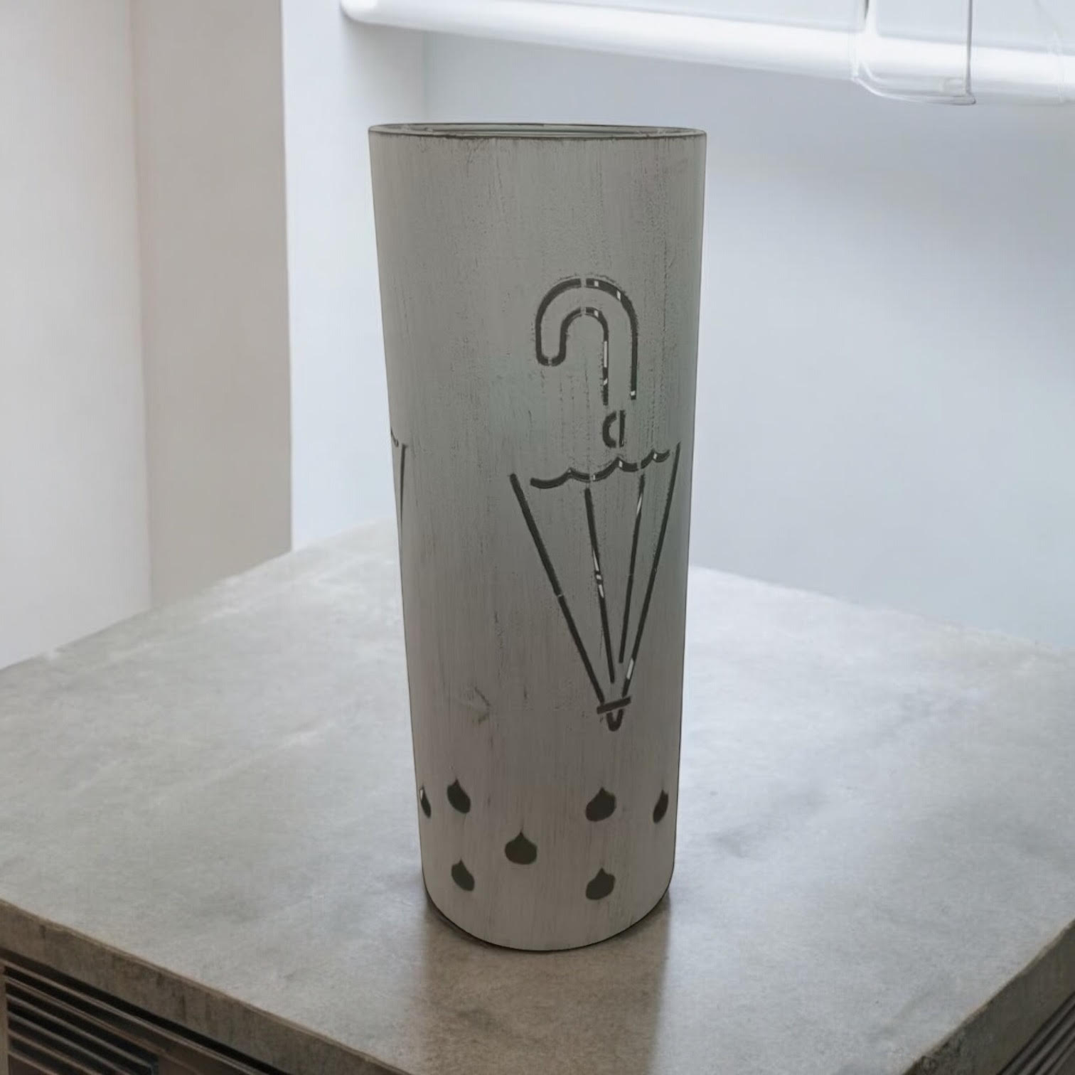 MSL 49cm Cream Metal Umbrella Stand for Hallway or Home