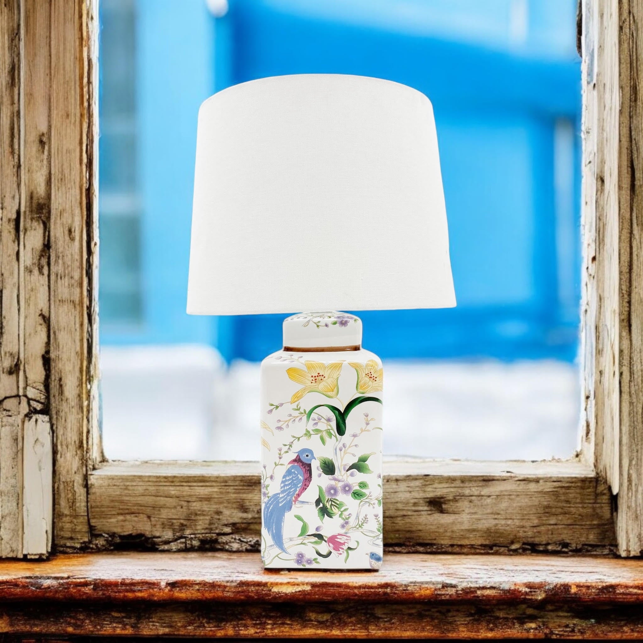 MSL 41cm Traditional Ceramic Table Lamp with Shade, Inline Rocker Switch, Double Insulated