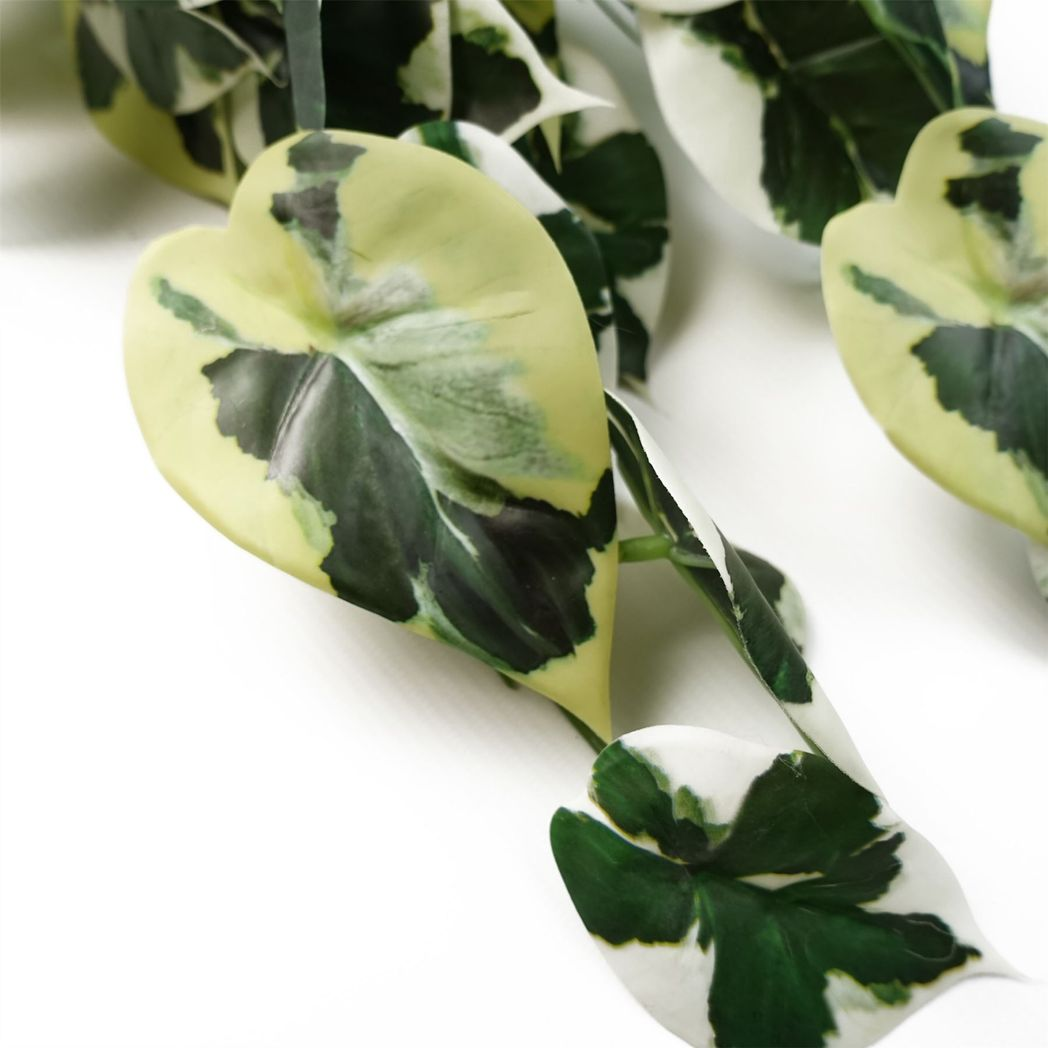 Leaf 40cm Artificial Trailing Variegated Marble Pothos Plant, Bare Stem, No Planter Included