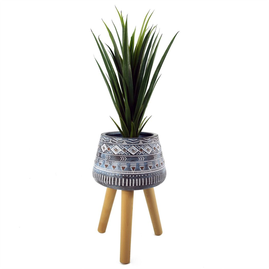 Leaf 44cm x 26cm Aztec Blue Fibreglass Composite Large Planter