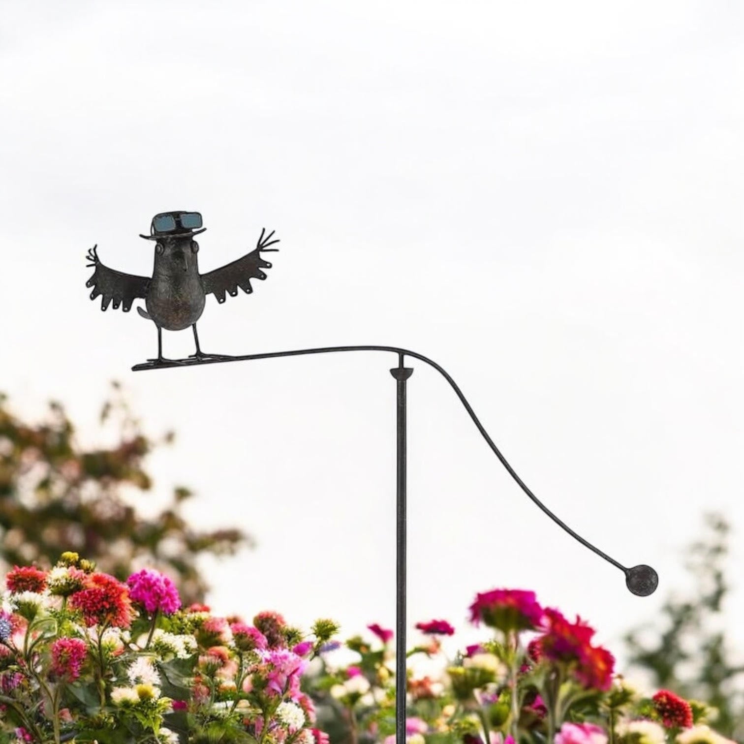 MSL 55" Metal Bird Garden Stake, Hand Finished, for Garden, Potted Plants, Flower Beds, and Lawns