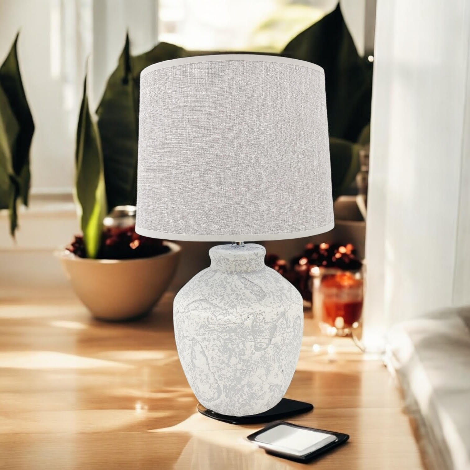 MSL 51x20x20cm Traditional Table Lamp with Inline Rocker Switch, Double Insulated, High Quality Shade