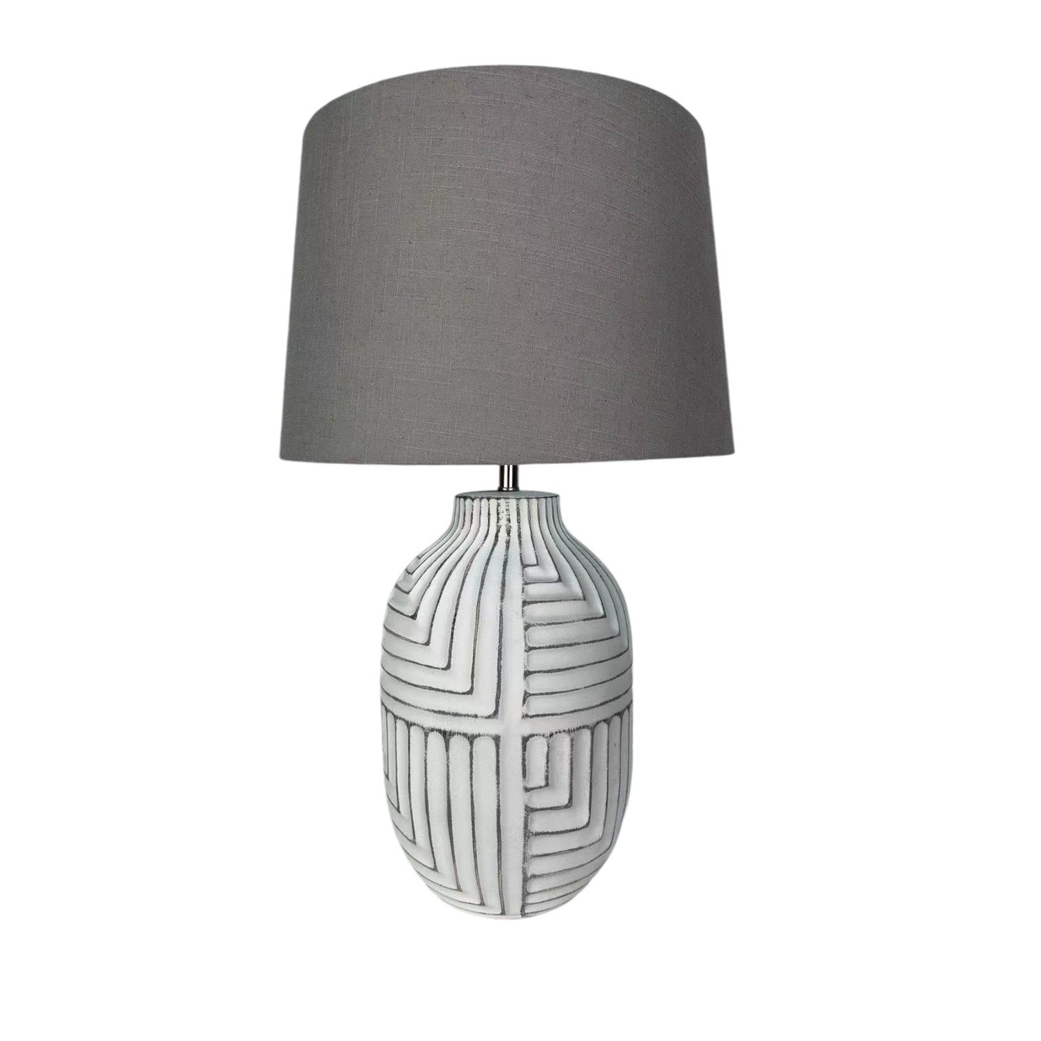 MSL 38cm Traditional Ceramic Table Lamp Base and Shade with Inline Rocker Switch, Double Insulated