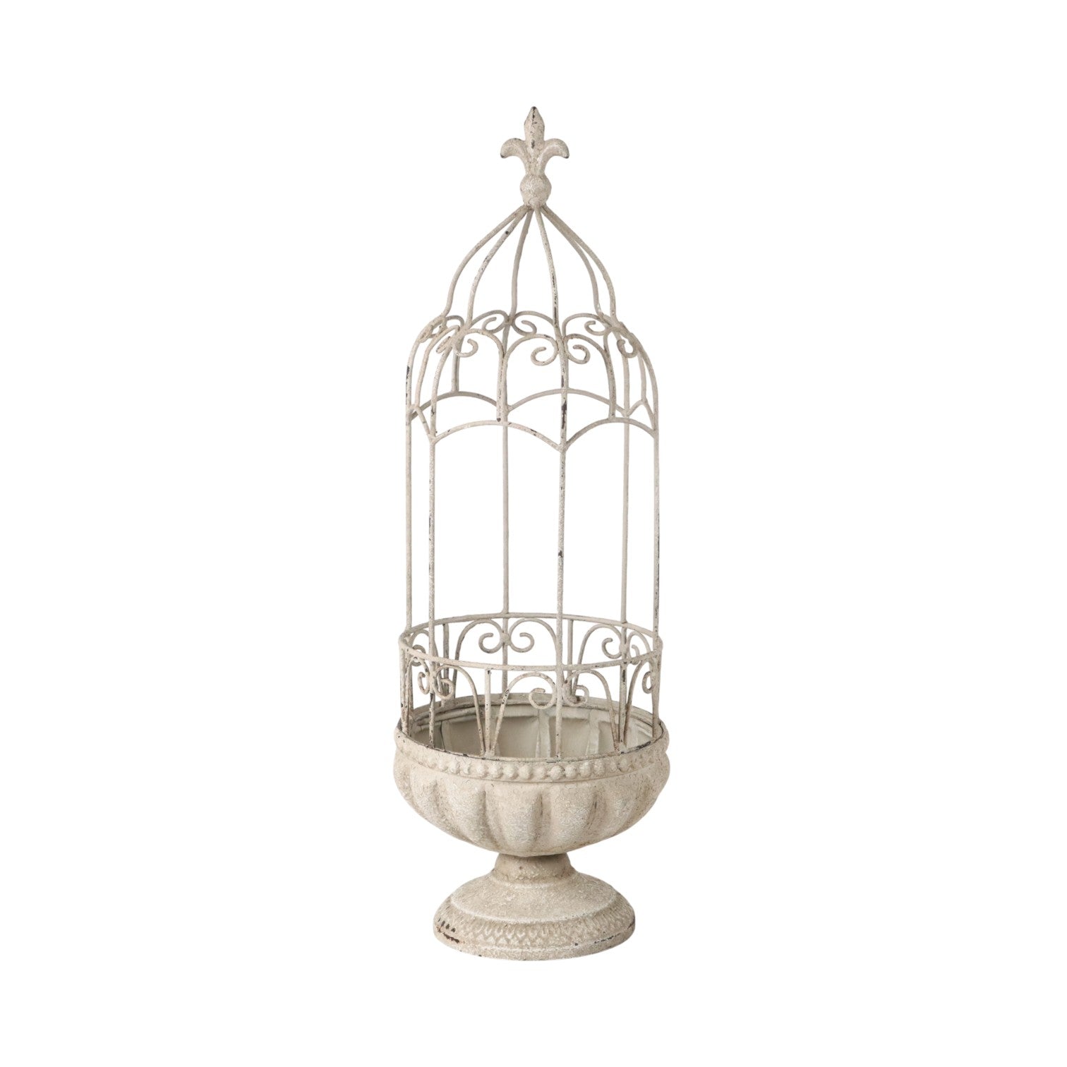 61cm Cream Metal Decorative Planter with Quirky Design