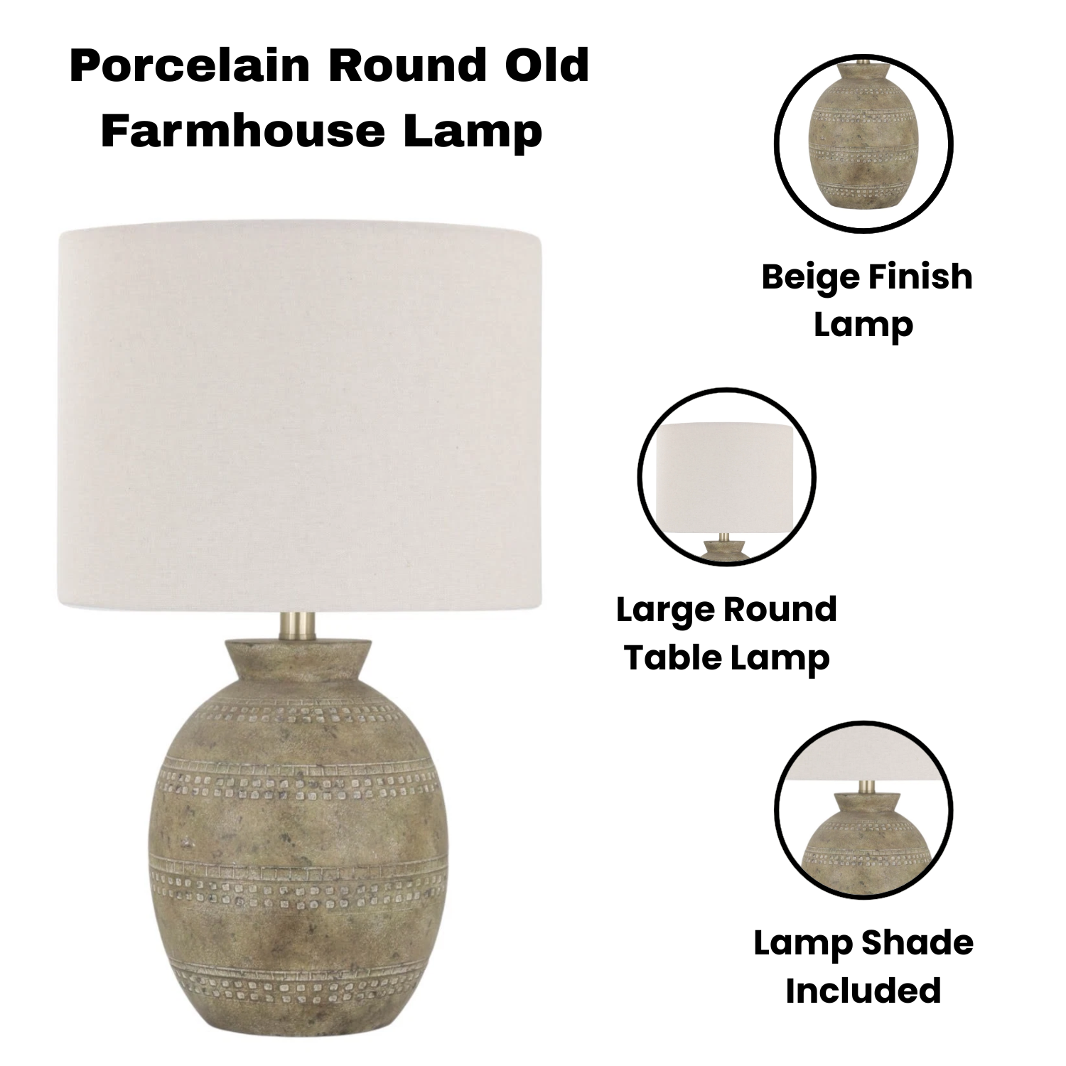 MSL 55cm Ceramic Table Lamp with Shade, Inline Rocker Switch, Double Insulated