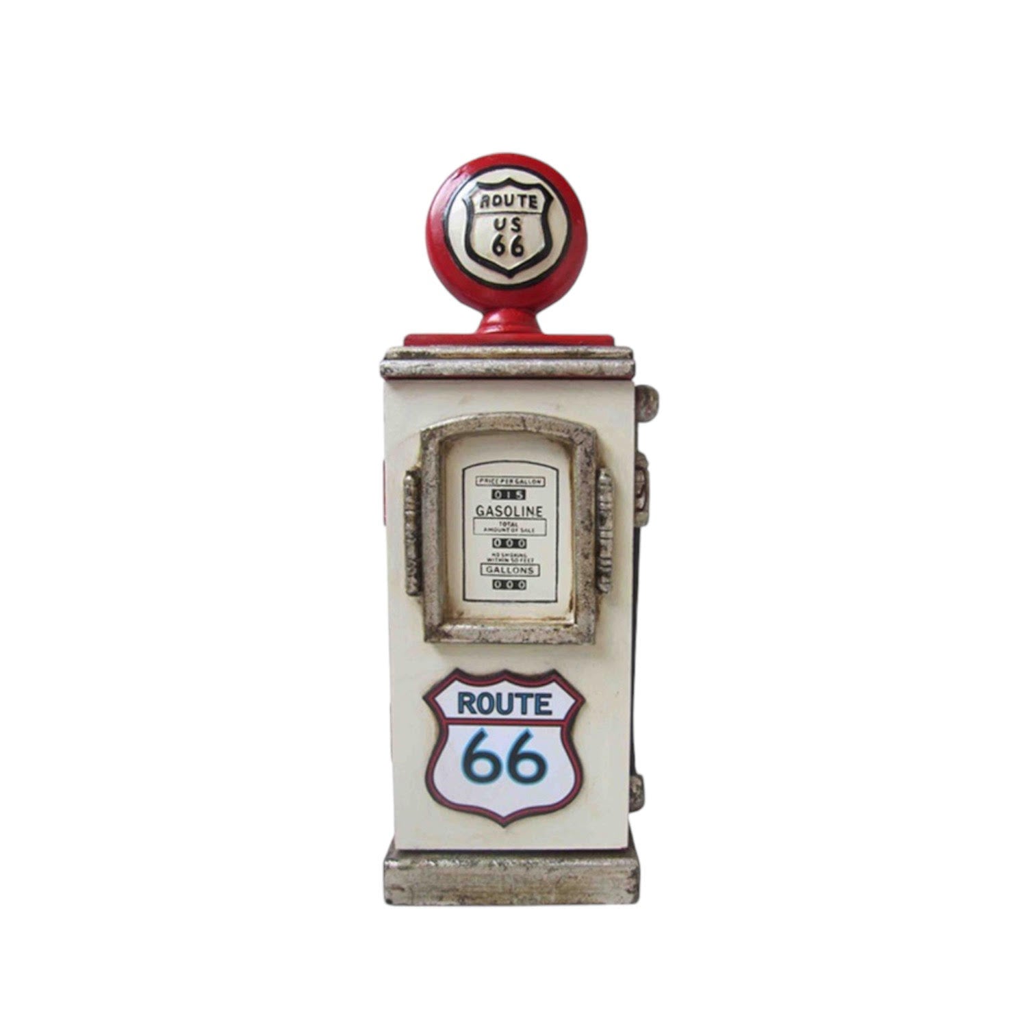 48CM Red & White Wooden Route 66 Gas Pump Key Cabinet