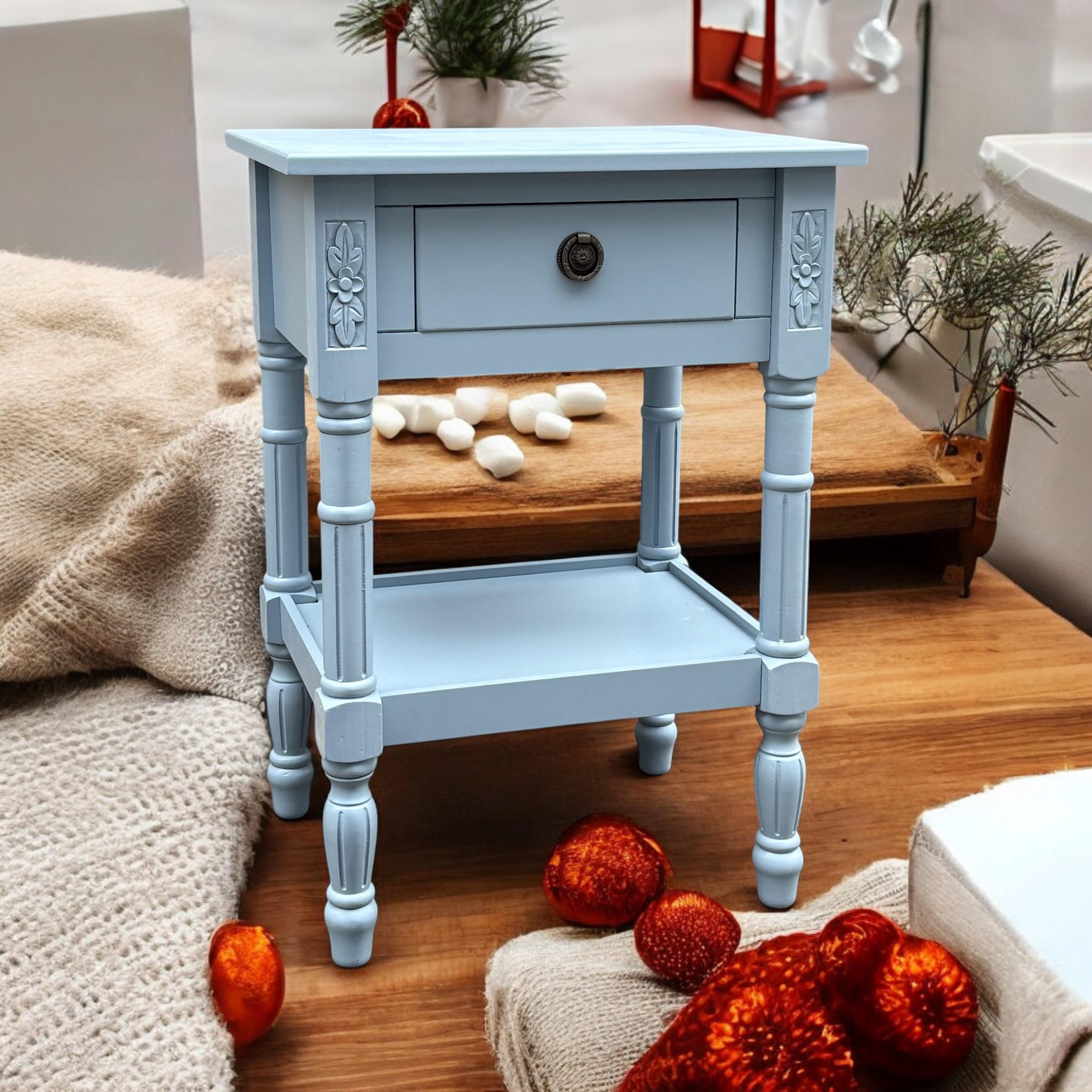 MSL 65cm 1 Drawer Hand Finished Side Table Bedside Table with Storage