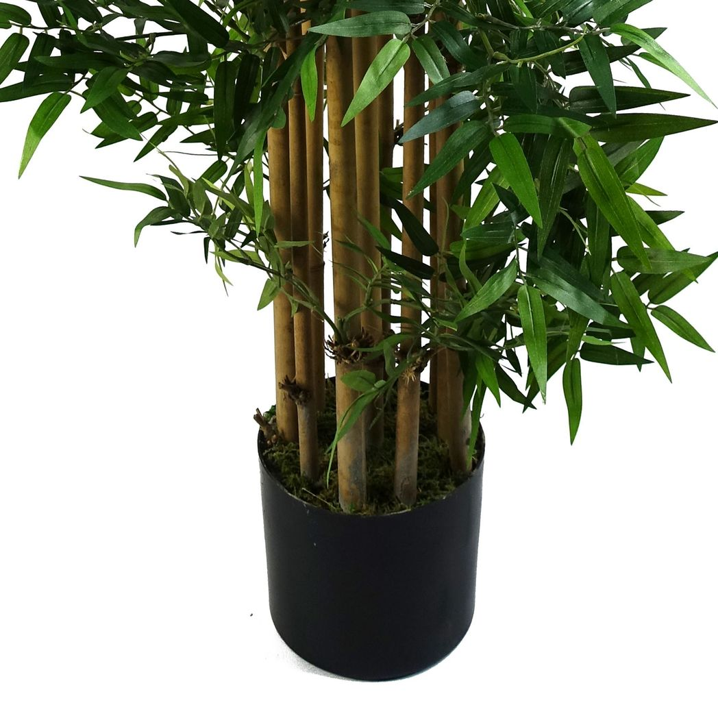 Leaf 120cm Artificial Oriental Bamboo Tree with Lifelike Silk Leaves, Potted in Black Plastic Pot