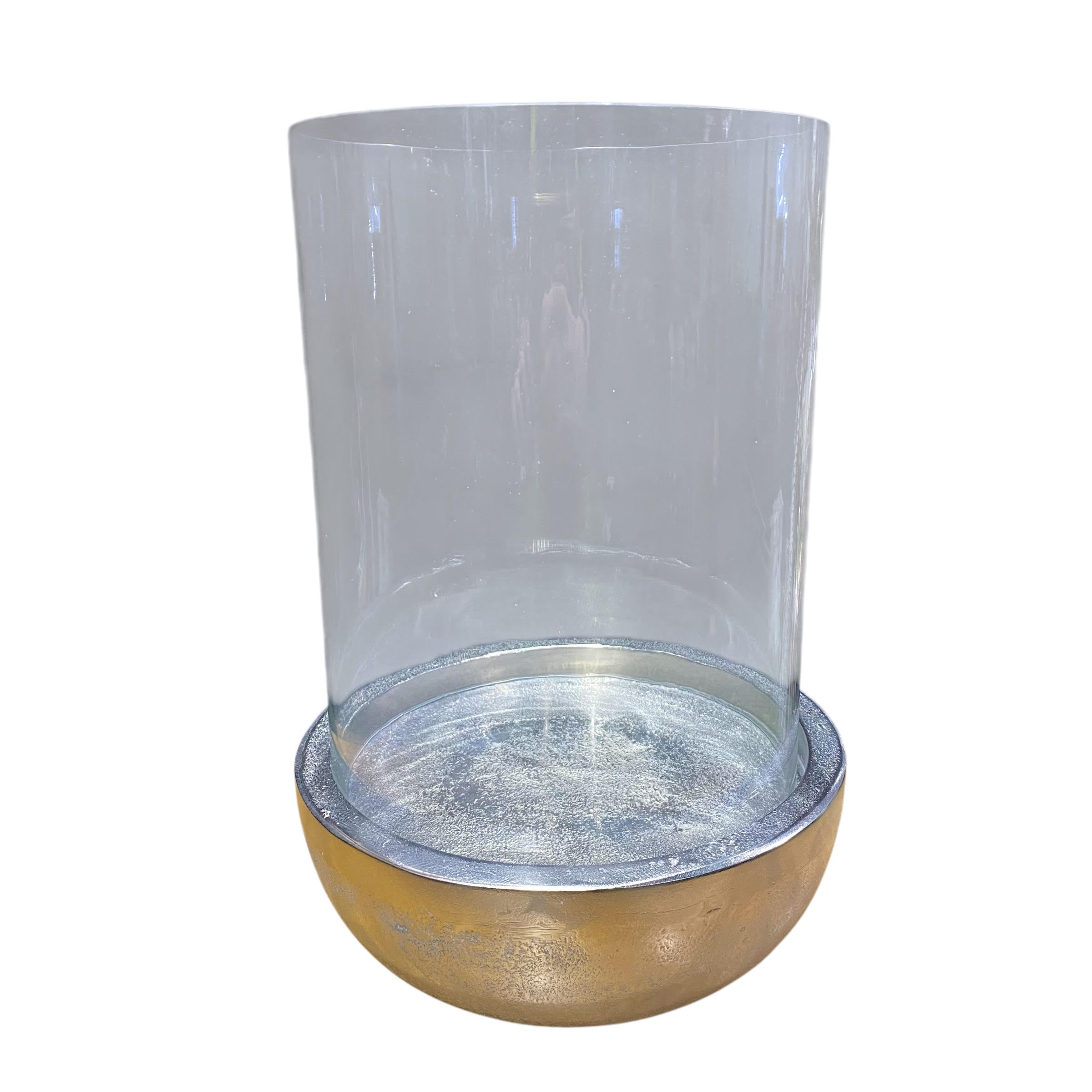 MSL 32cm Nickel Plated Hand-Finished Hurricane Candle Holder, Distressed Finish