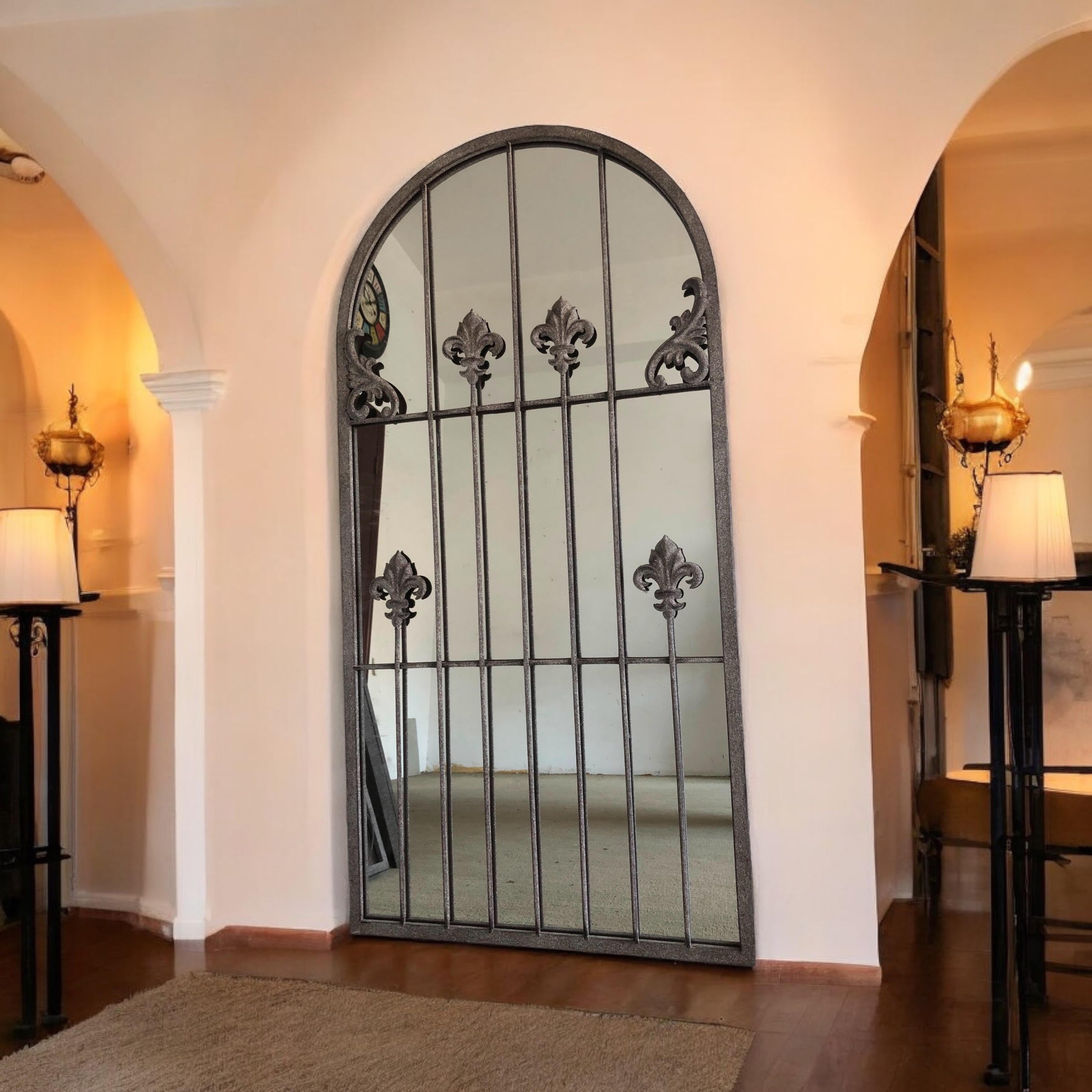 MSL 120cm Metal Window Wall Mirror for Indoor or Outdoor Use with Hanging Hook