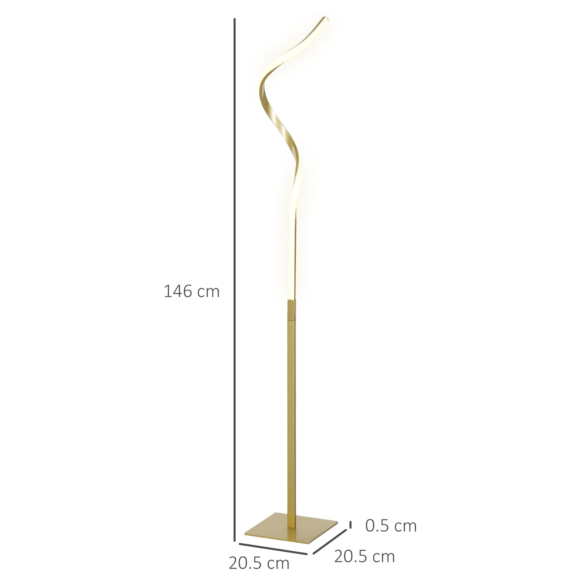 HOMCOM LED Floor Lamp, Standing Lamp with 3 Adjustable Brightness, Gold Tone