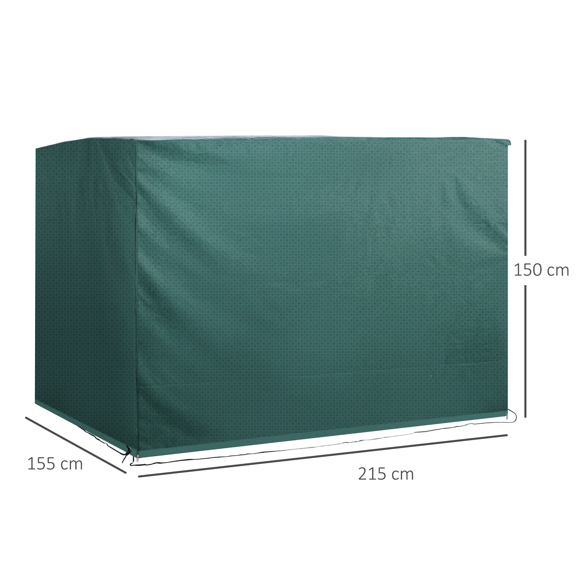 Outsunny Large Outdoor Swing Chair Cover, Heavy-Duty PE, Dark Green, 215 x 155 x 150 cm