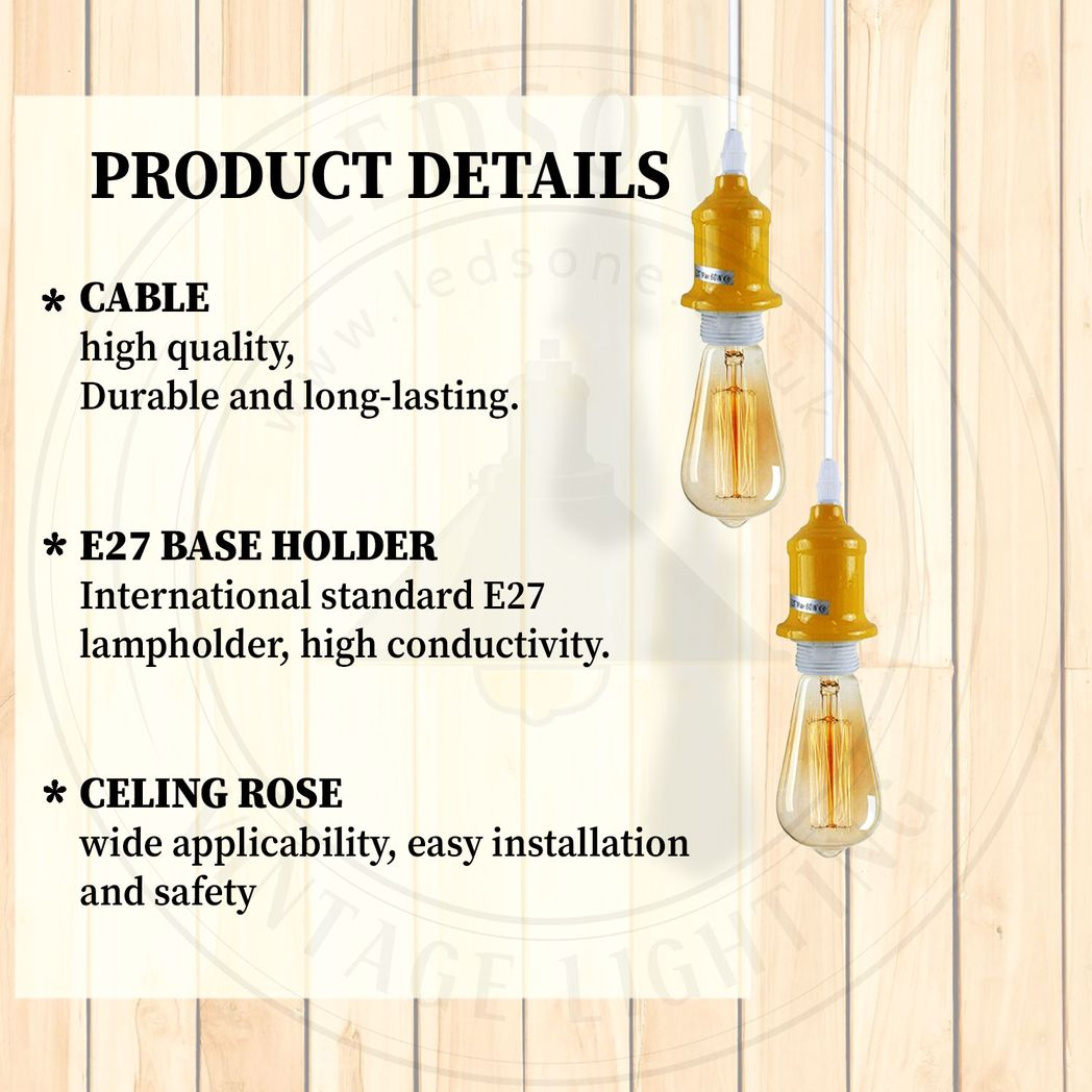 10 Pack Industrial Pendant Light Fitting, lampshade addable E27 Lamp Holder Fitting Set with PVC Cable