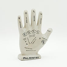 12 Inch Palmistry Hand Ceramic Reproduction of Phrenology Hand by LN Fowler, Crackle Glaze Finish, Educational, Hand Finished