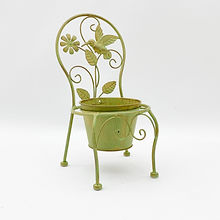 MSL 44cm Leaf Green Metal Garden Planter Single Planter Distressed Paint