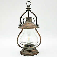 MSL 49cm Metal Garden Lantern with Bulb, Battery Powered