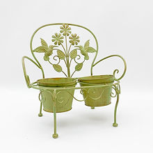 MSL 46cm Leaf Green Metal Double Planter