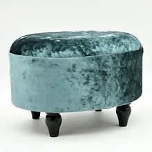 MSL Luxury Blue Velvet Oval Footstool with Screw-In Legs