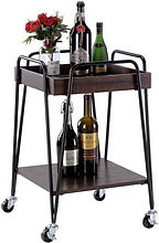 75cm Industrial-Style Metal Drinks Trolley with Braked Castor Wheels